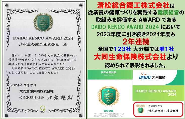 DAIDO KENKO AWARD 2024を受賞